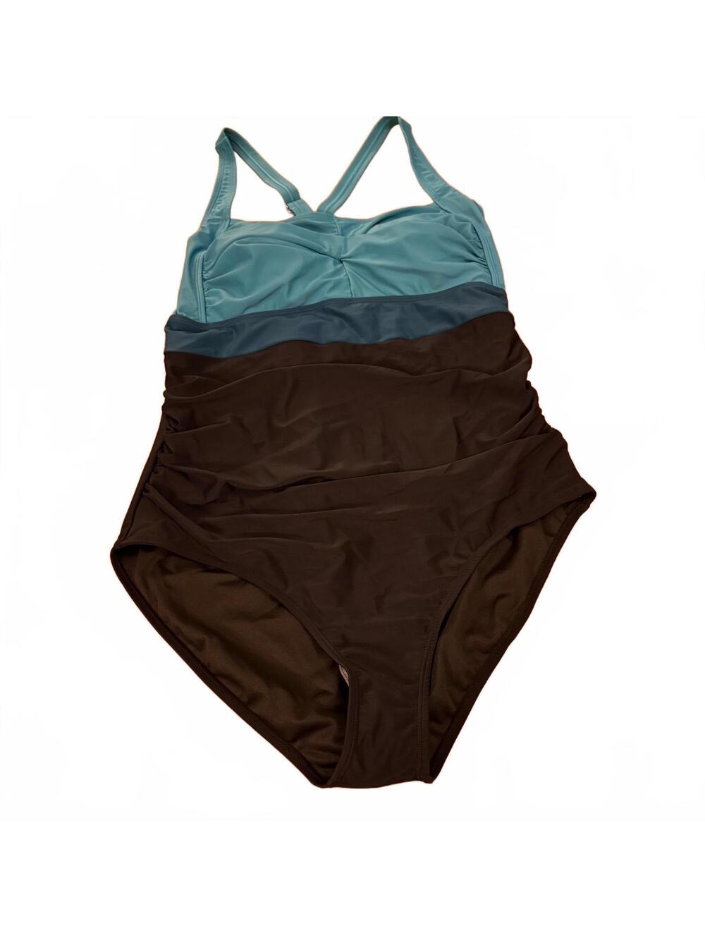 BloomChic Colorblock One-Piece Swimsuit Size 18-20 NWT Turquoise Black Summer